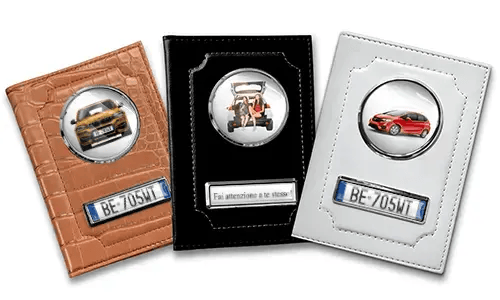 Personalized car documents holder for sister in black, white and brown