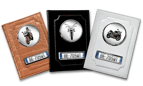 Motorcycle document holders in three colors
