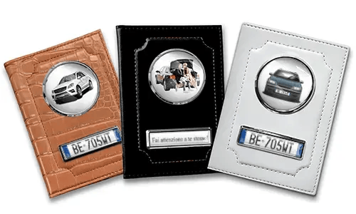 Three personalized car document holders for couples