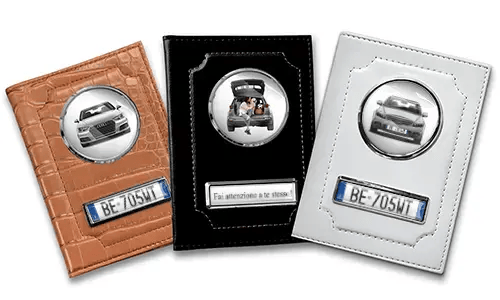 Personalized car document holders in three colors