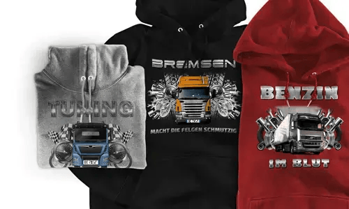 tuning pullover Grau mit dem Wagen auf dem Hintergrund turbo hoodie