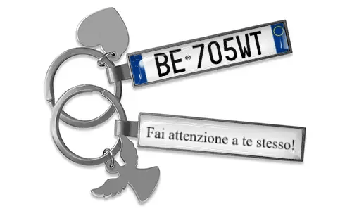 Personalized license plate keychain with name tag