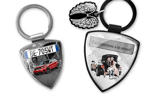 Shield photo keychain for couples