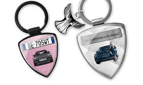 Shield keychain with women's photo