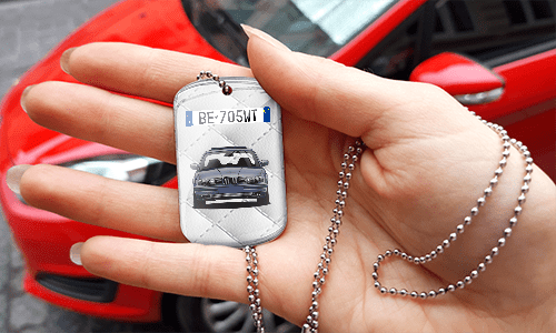 dog tags selbst gestalten mit Weiß Leder Hintergrund dog tag halskette