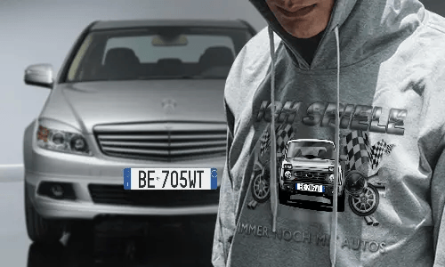 tuning pullover Grau mit dem Wagen auf dem Hintergrund turbo hoodie