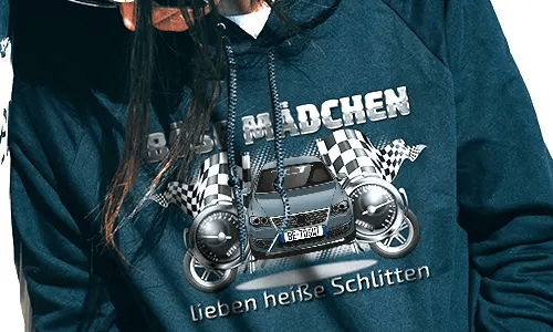 tuning pullover mit rotem Autofoto tuning hoodie