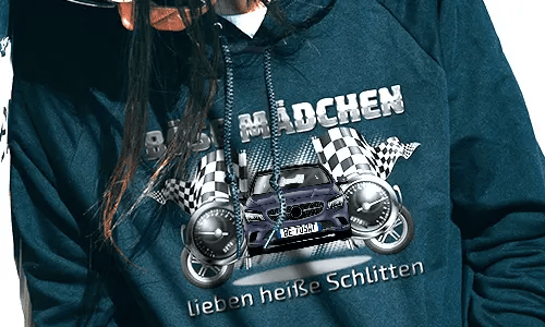 tuning pullover mit rotem Autofoto tuning hoodie