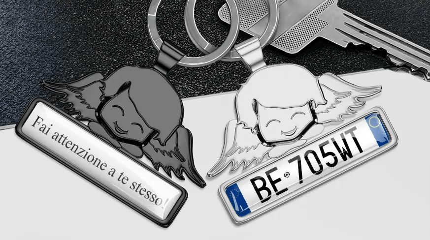 head-keychain-angel-with-license-plate-coated