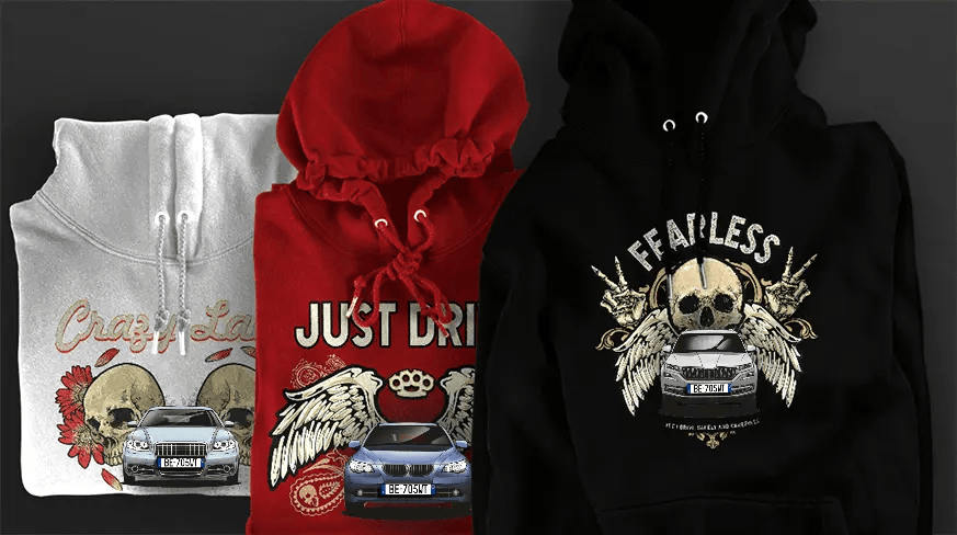Diseño de sudadera con silueta de coche