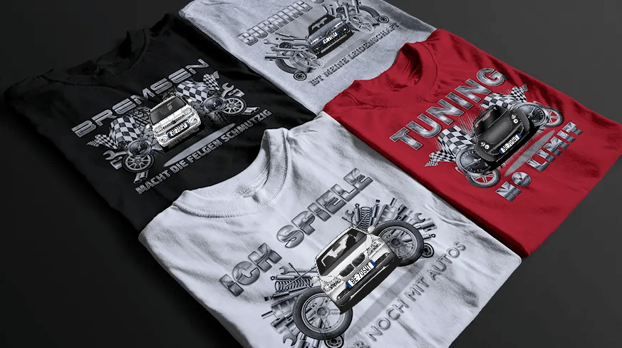shirt tuning in vier verschiedenen Farben t shirt tuning