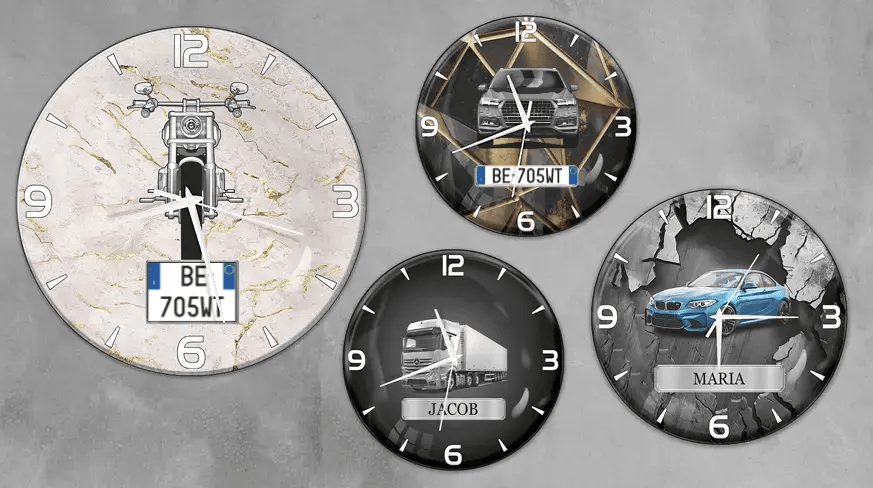 gallery-wall-clock-car-truck-motorcycle-license-plate-3