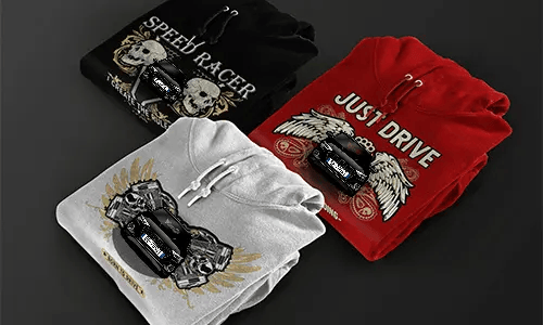 Felpa con cappuccio design auto silhouette
